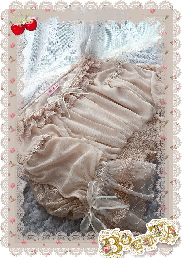 Boguta - Heidi Series - Classic Lace Puff Sleeves Blouse