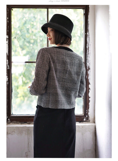 Lady's houndstooth retro jacket