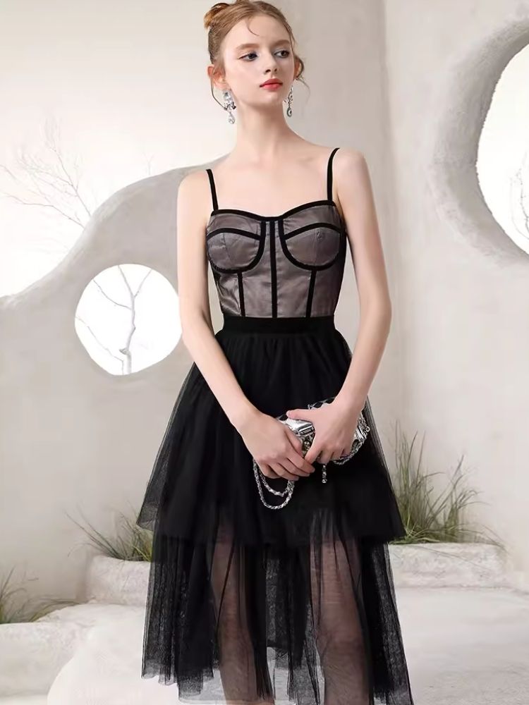 Black Pink Clashing Jacket Niche Design Halter Dresses【s0000006821】