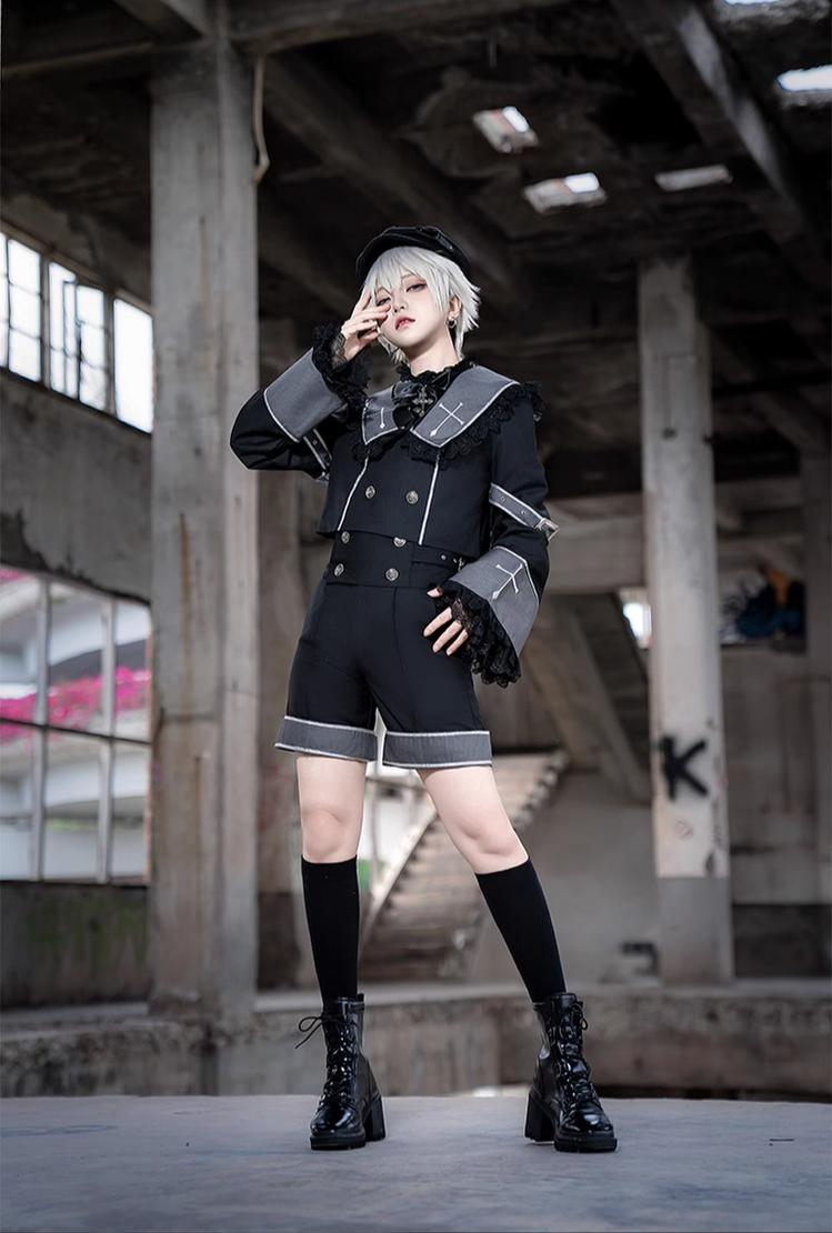 CastleToo - Rules of the Otherworld - Gothic Ouji Lolita Shorts Set with Embroidery Jacket