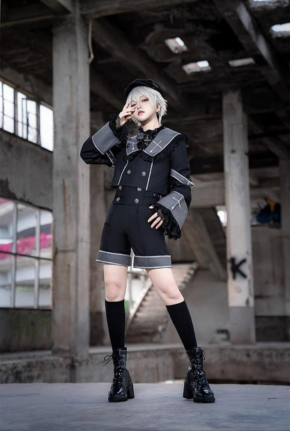 CastleToo - Rules of the Otherworld - Gothic Ouji Lolita Shorts Set with Embroidery Jacket