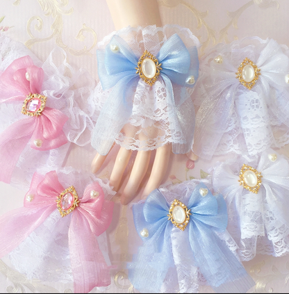 Sakura Home - Sweet Lolita Handmade Lace Bows Cuffs