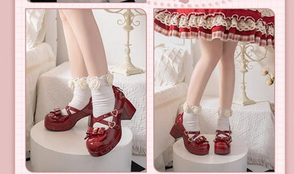 Milk Bun Bunny - Sweet Lolita High Heel Bow Princess Lolita Shoes