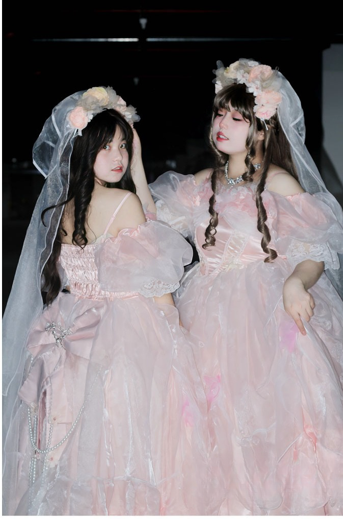 Daydream Whisper - Misty Rose Sea - Plus Size Wedding Lolita JSK with Puffy Tiered Skirt