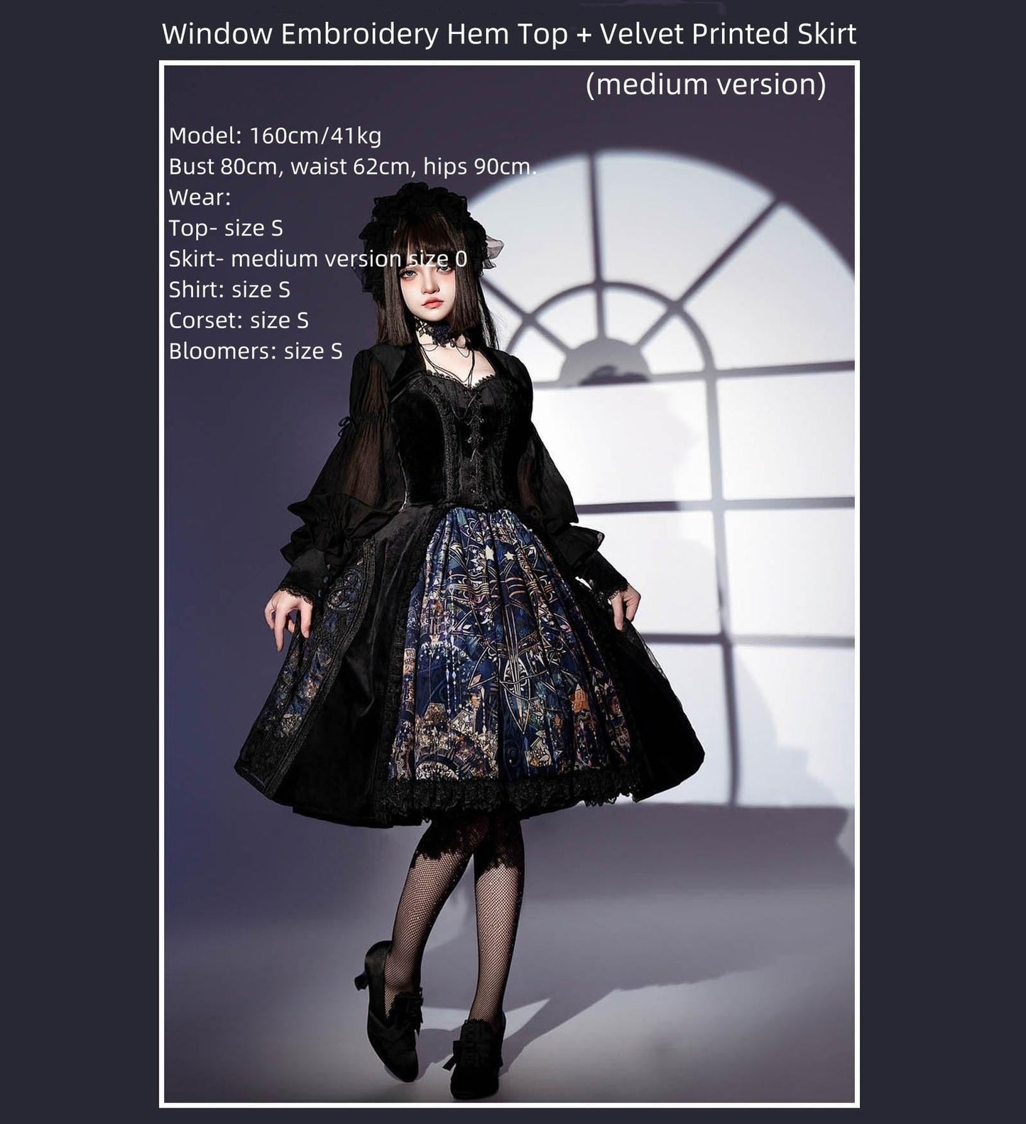 SUSIN - Night Traveler - Classic and Elegant Gothic Dress with Colorful Window Prints