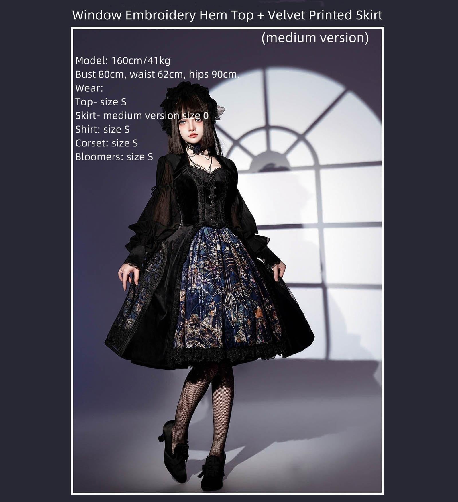 SUSIN - Night Traveler - Classic and Elegant Gothic Dress with Colorful Window Prints