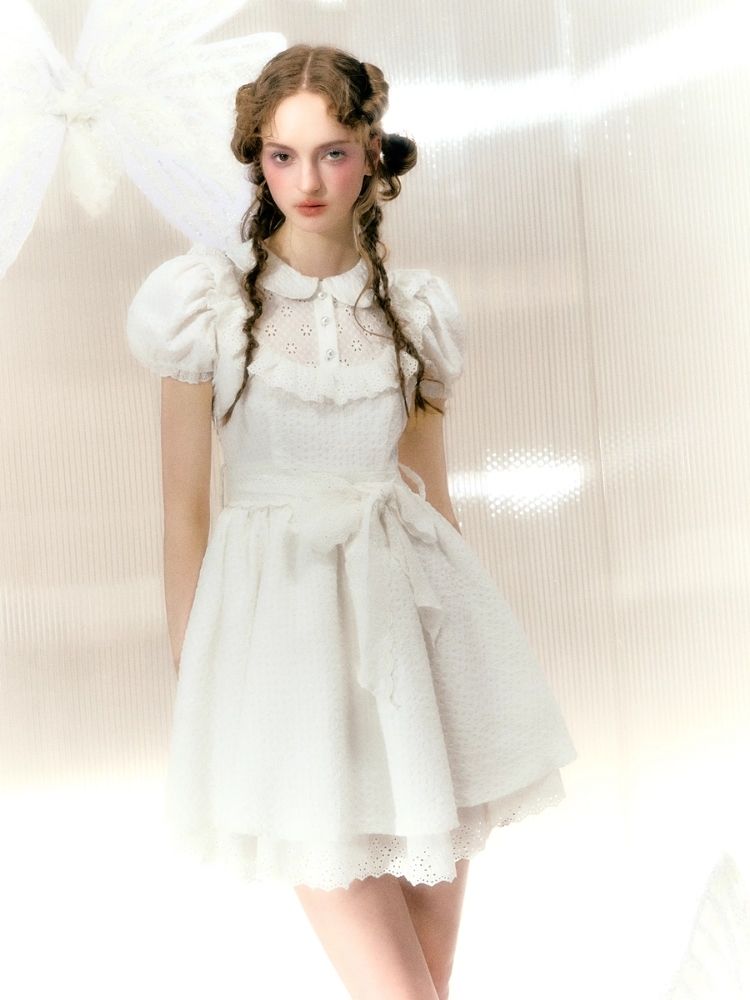 Lace Short Sleeve Doll Dress【s0000008363】