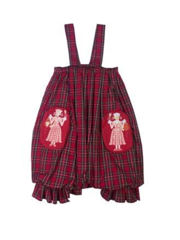 Flower bud plaid suspender dress【s0000003611】