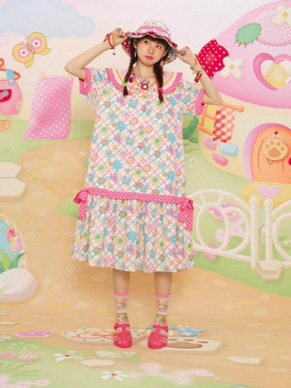 Flower Print Short-sleeved Summer Dress【s0000003092】