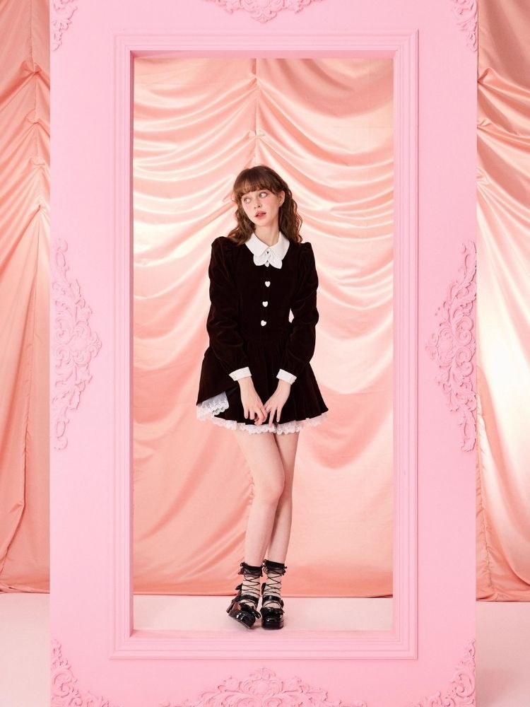 Bubble Sleeve Waist Slim Long Sleeve Dress【s0000006963】