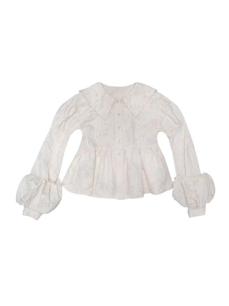 Loose Vintage Lace Bubble Long Sleeve Shirt【s0000004901】