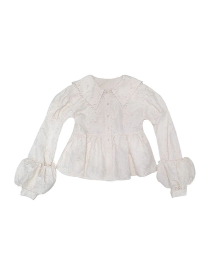 Loose Vintage Lace Bubble Long Sleeve Shirt【s0000004901】