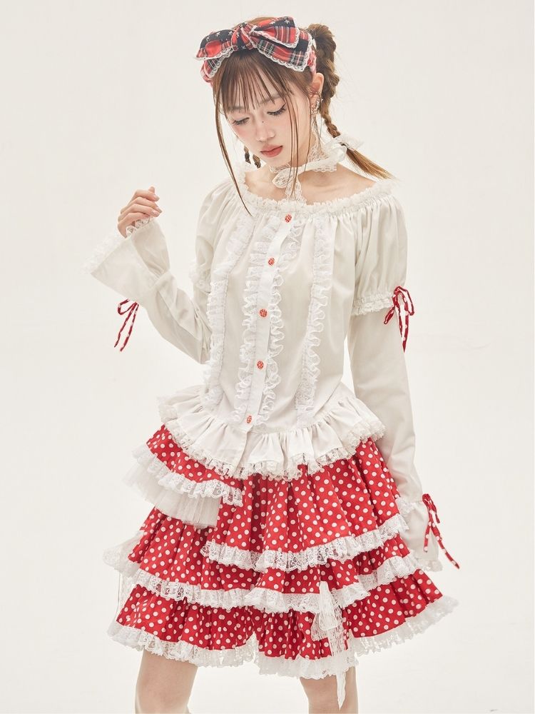 Ruffled Lace Blouse【s0000001876】