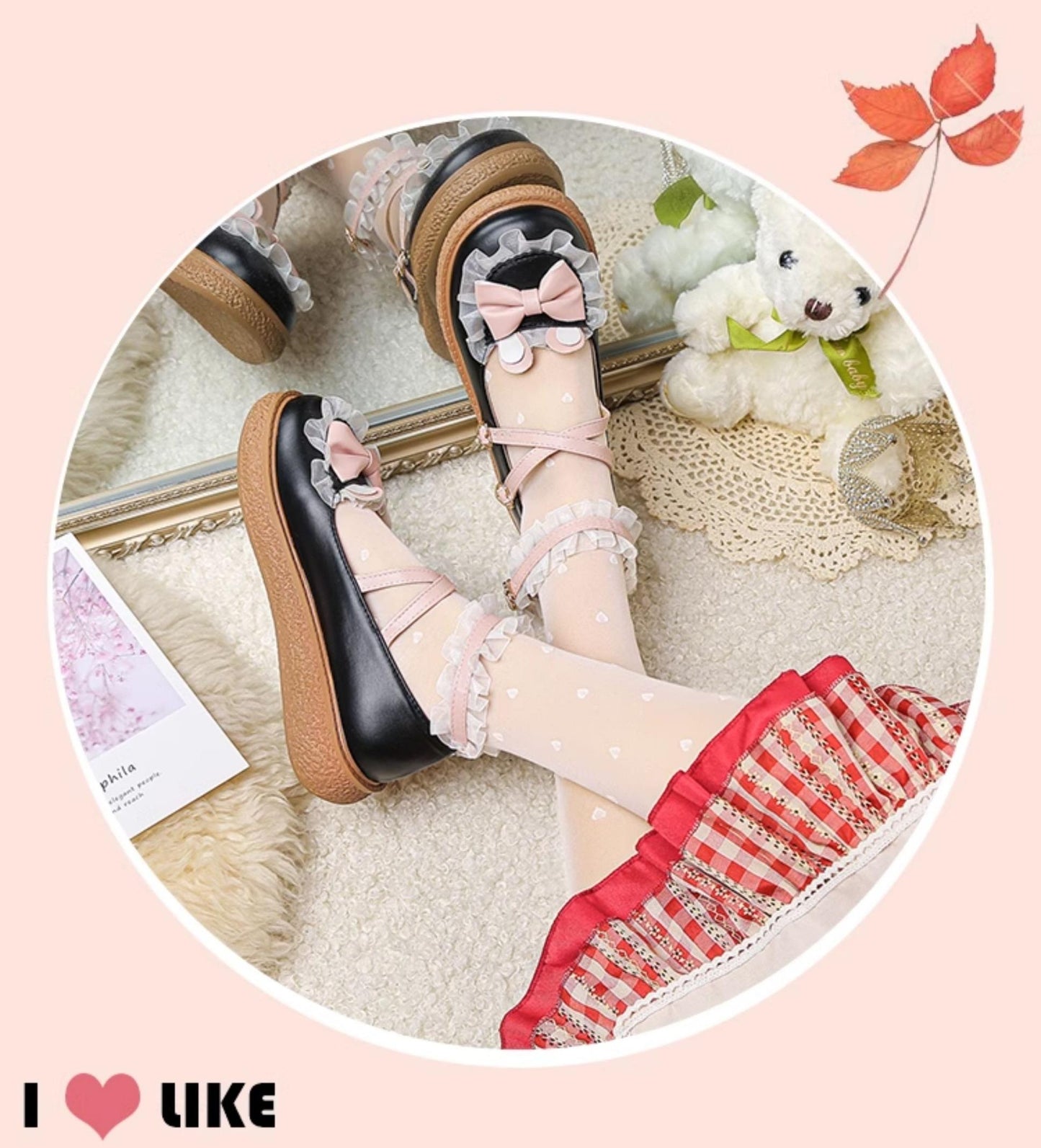 Yana - Sweet Bunny - Sweet Lolita Flat Shoes with Ear and Bow Decorations