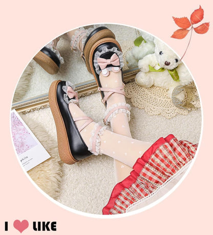 Yana - Sweet Bunny - Sweet Lolita Flat Shoes with Ear and Bow Decorations