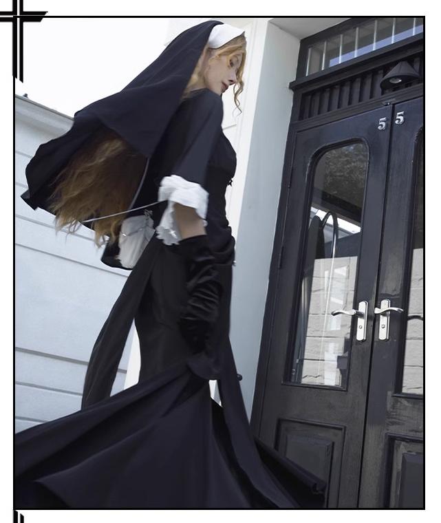 CHUNLV LOLITA - Night Cathedral - Halloween Nun Lolita OP Suit Gothic Dress Set