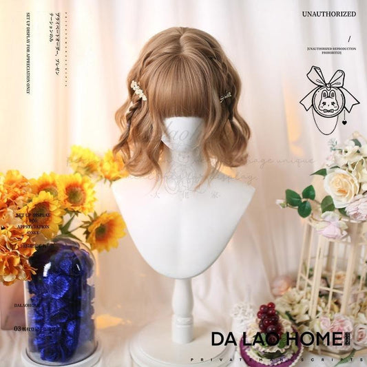Dalao Home - Kawaii Short Curly Lolita Wig with Bangs