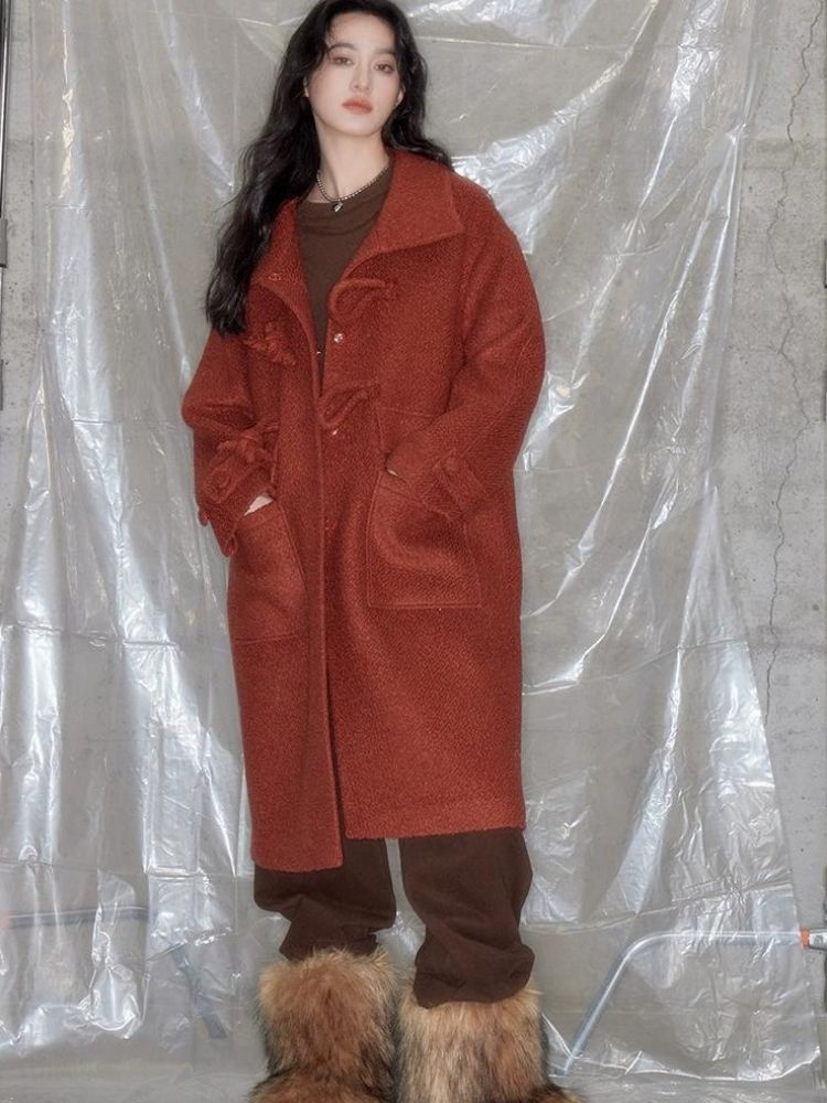 Romantic ambient Chinese button tabs red coat【s0000005629】