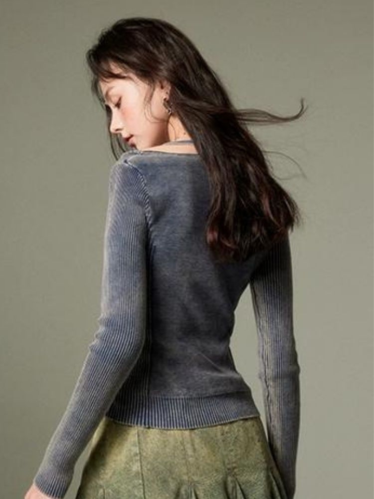 Fake two-piece halter neck sweater【s0000003282】