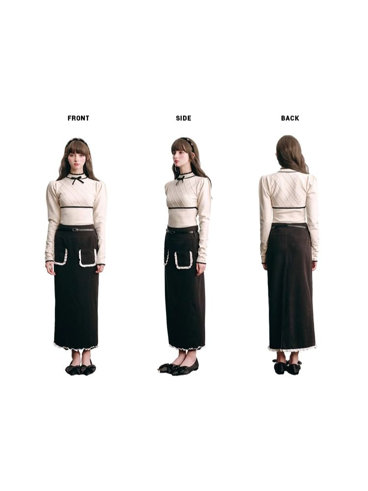 French Chambray Sweater Top Knit Bottoms【s0000004445】