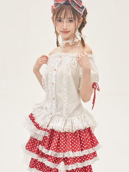 Ruffled Lace Blouse【s0000001876】