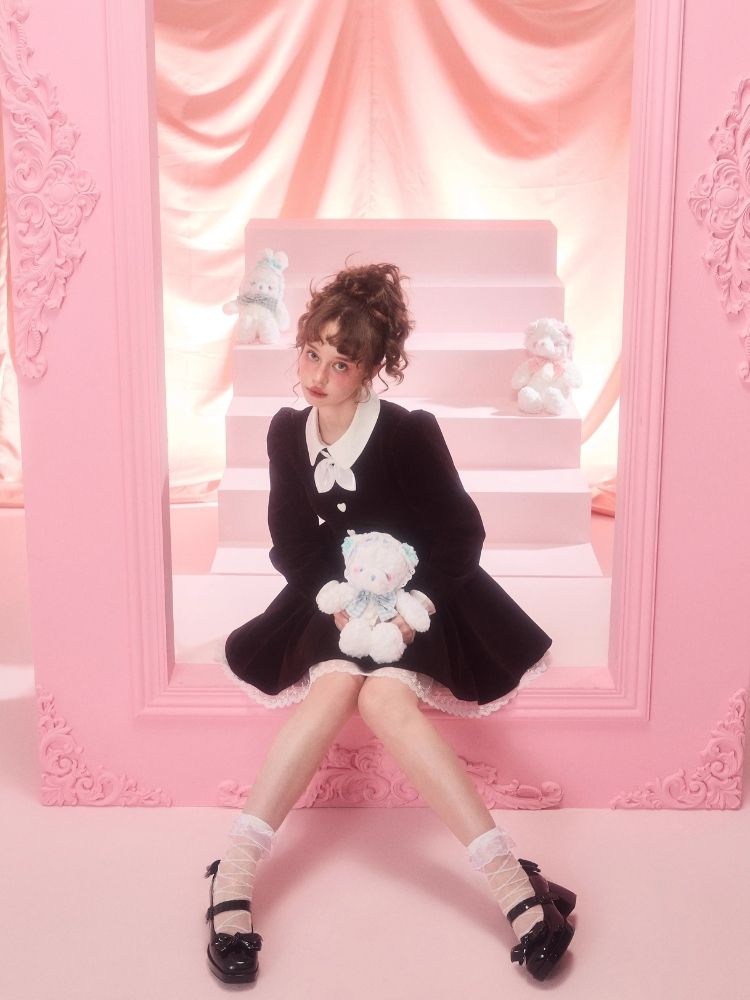 Bubble Sleeve Waist Slim Long Sleeve Dress【s0000006963】