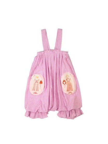 Flower bud plaid suspender dress【s0000003611】