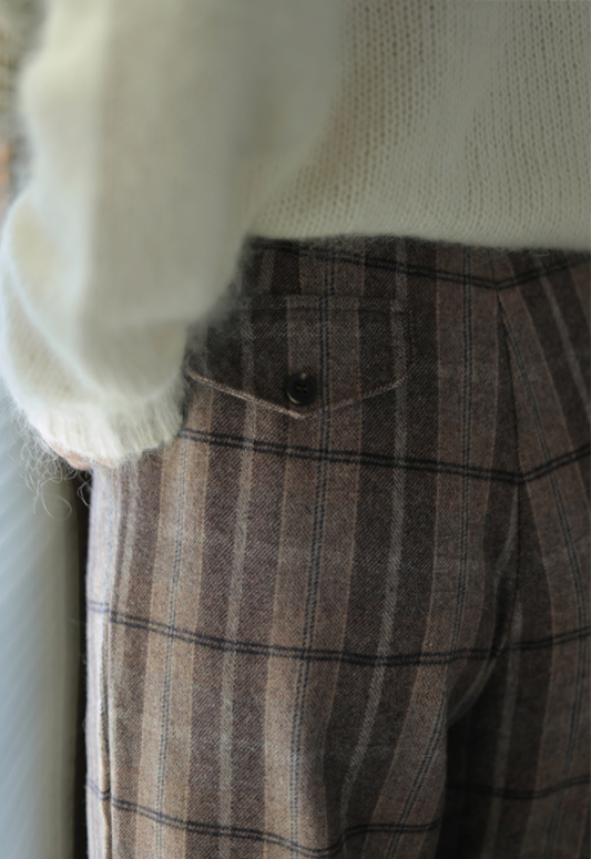 British plaid cropped wool pants