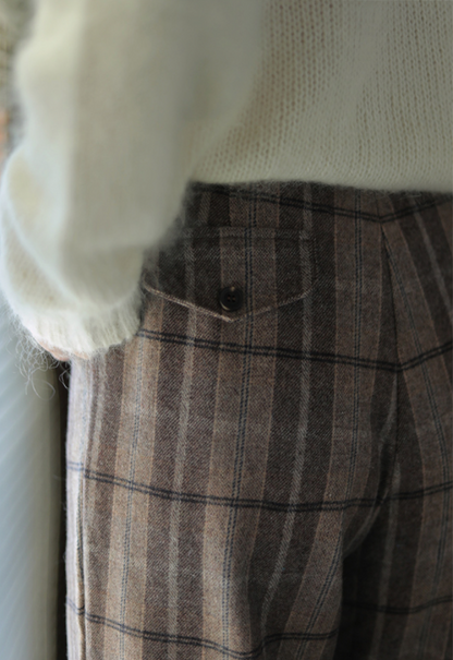 British plaid cropped wool pants