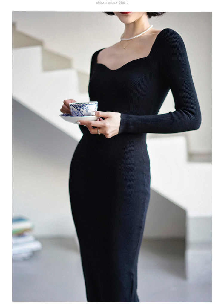 Lady's slim knit dress