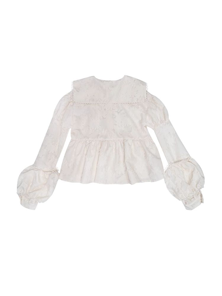 Loose Vintage Lace Bubble Long Sleeve Shirt【s0000004901】