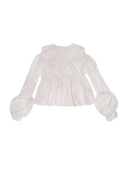 Loose Vintage Lace Bubble Long Sleeve Shirt【s0000004901】