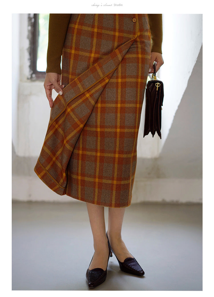 western plaid retro pencil skirt