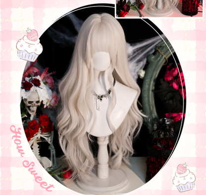 Dalao Home - Moko - Gothic Lolita Wig Pearl Milk Grey Long Curly Hair