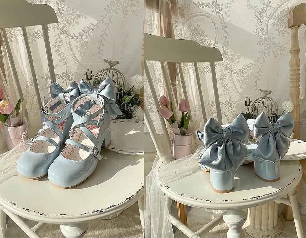 MODO - Follow in the Moonlight - Sweet Lolita Round Toe Shoes with Large Bow