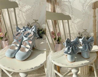 MODO - Follow in the Moonlight - Sweet Lolita Round Toe Shoes with Large Bow