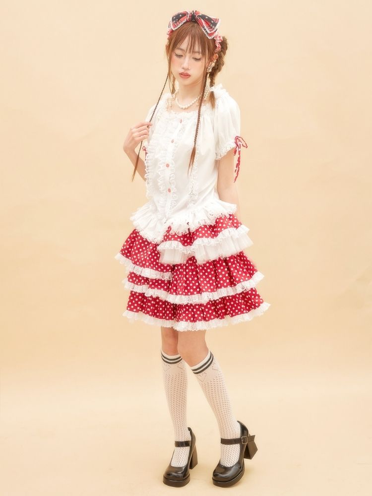 Ruffled Lace Blouse【s0000001876】