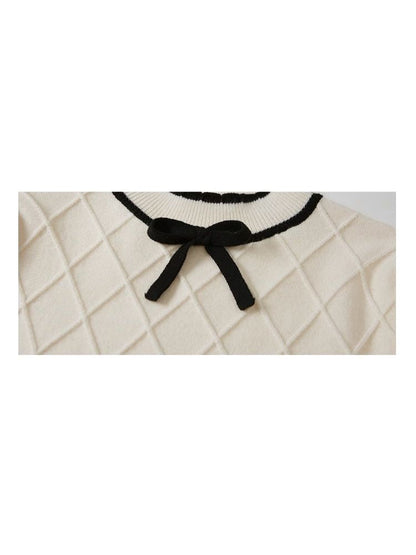 French Chambray Sweater Top Knit Bottoms【s0000004445】