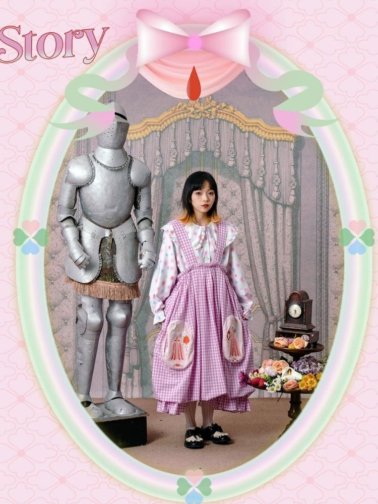 Flower bud plaid suspender dress【s0000003611】