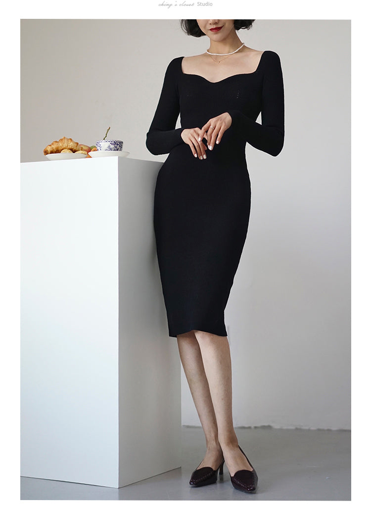 Lady's slim knit dress