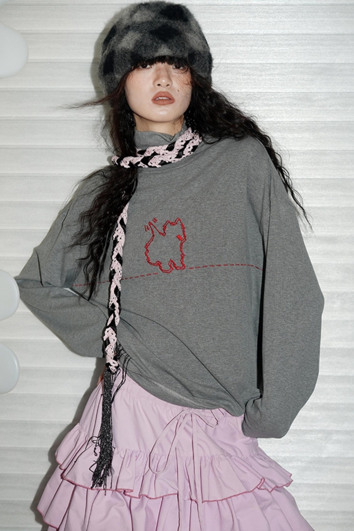 Casual Puppy Design Crewneck Top