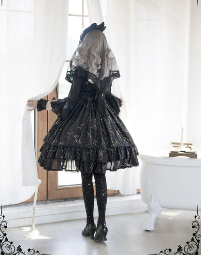 Sakuya Lolita - Whisper Of Stars - Constellation Foil Printing Elegant Lolita High Waist JSK Dress