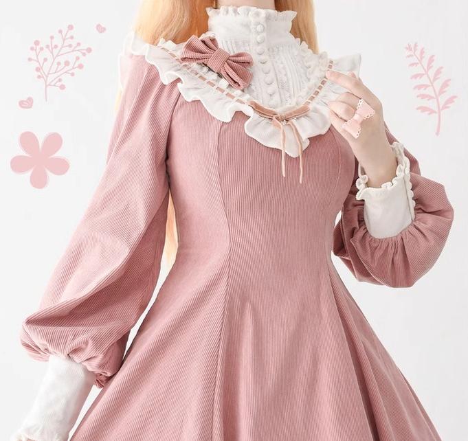 Miaoplus - Winter Birch Forest - Elegant Lolita OP Dress Corduroy Long Sleeve Winter Dress