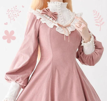 Miaoplus - Winter Birch Forest - Elegant Lolita OP Dress Corduroy Long Sleeve Winter Dress