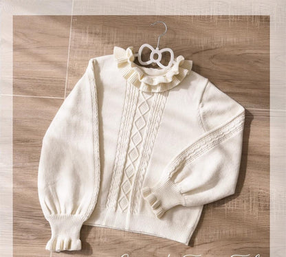 EESSILY - Green Fairy Tale - Classic Lolita Sweater Round Collar Winter Lolita Innerwear