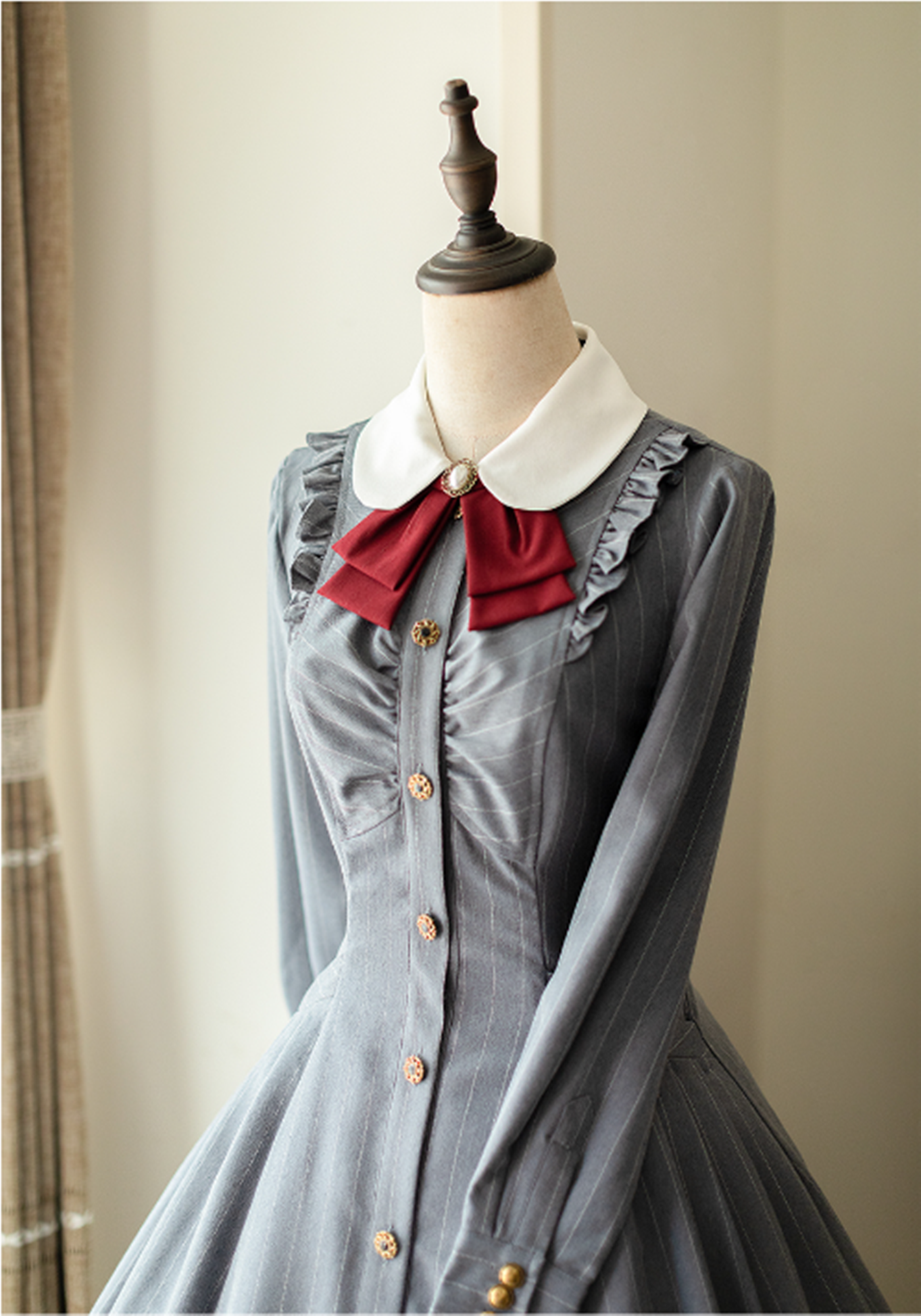 Forest Wardrobe - Winter Lolita Classic Front Open Stripe OP