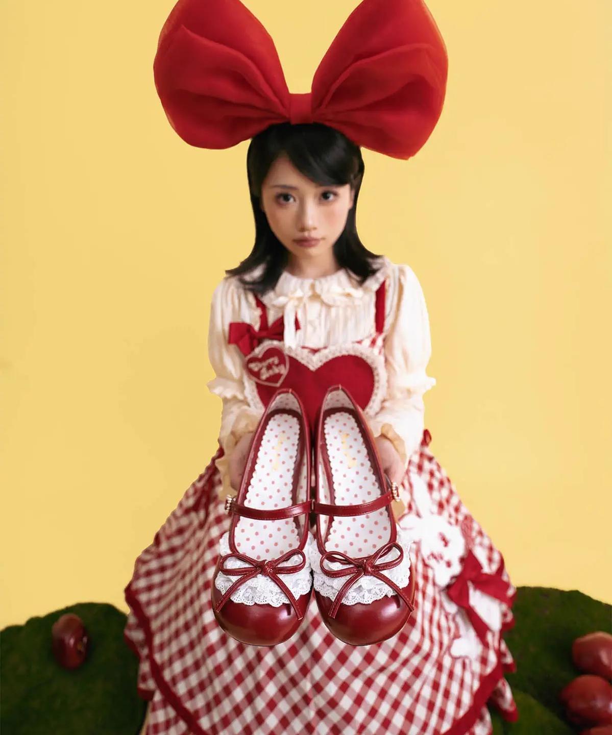 Sheep Puff - Young Layla - Vintage Lolita Shoes Low Heel Butterfly Shoes