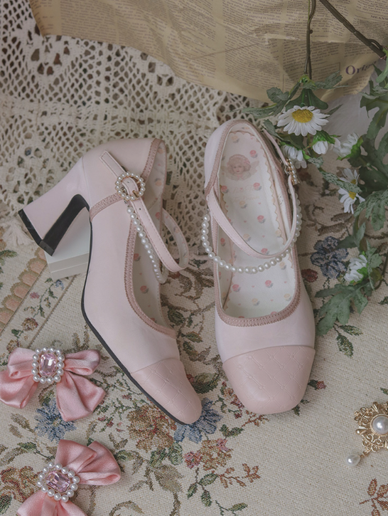 Pure Tea For Dream - Transatlantic Love Poem - Sweet Elegant Lolita Mid-Heel Daily Shoes