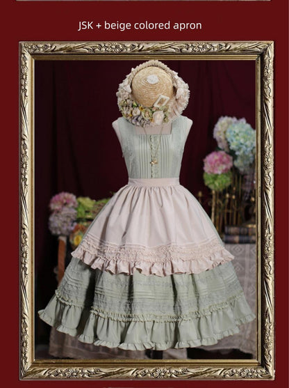 Tiny Garden - Nocturne Reminiscence - Elegant Lolita JSK Dress Multi-Wear Apron Dress Set