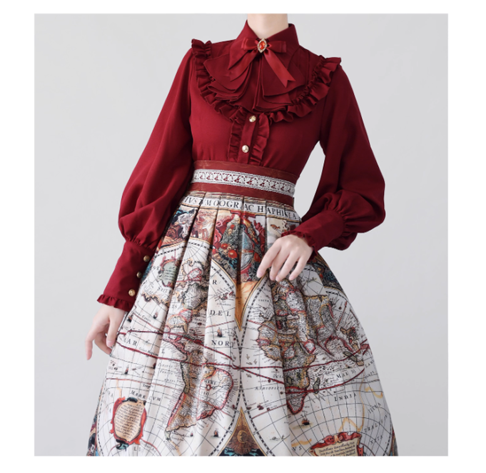 Time Memory - Elegant Lolita Slim Fit Mutton Sleeve Blouse